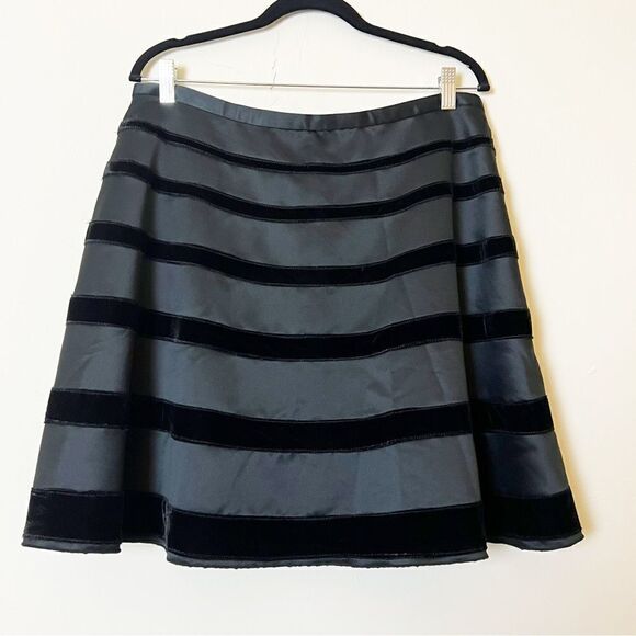 Behnaz Sarafpour for Target Black Velvet and Satin Stripe Circle Skirt, Large - Picture 1 of 10